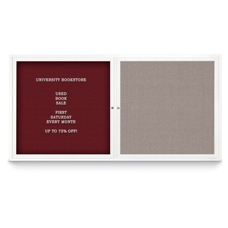 United Visual Products Corkboard, Single Door, Radius Frame, 18x24", Satin/Burgundy UV7000-SATIN-DBURGU